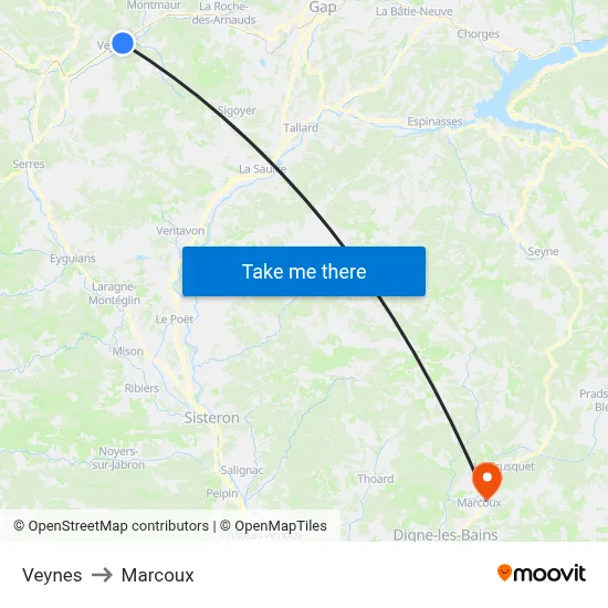 Veynes to Marcoux map
