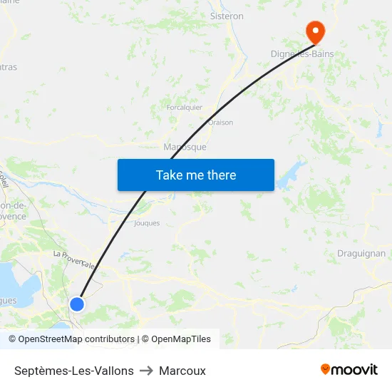 Septèmes-Les-Vallons to Marcoux map