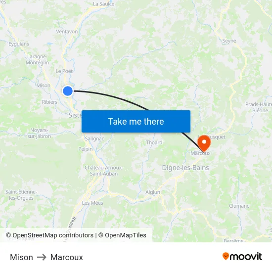Mison to Marcoux map