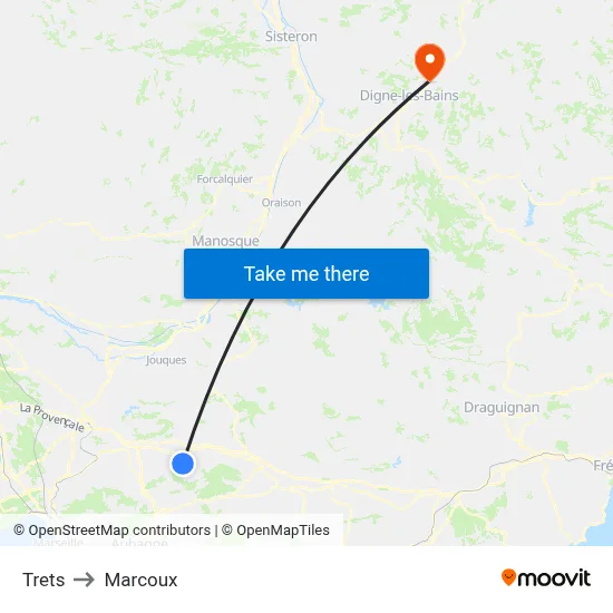 Trets to Marcoux map