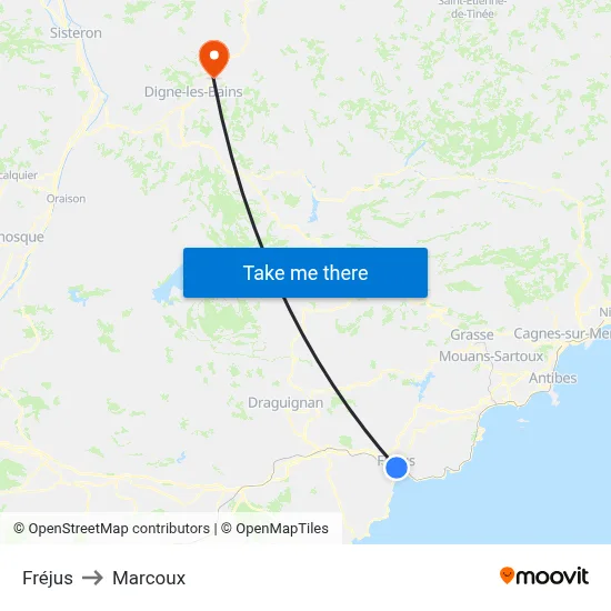 Fréjus to Marcoux map