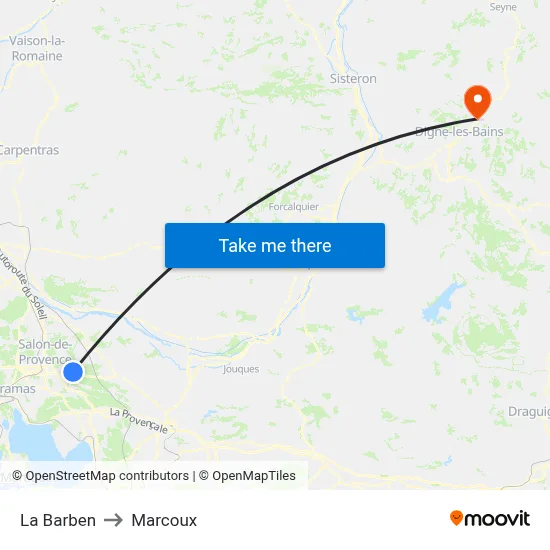 La Barben to Marcoux map