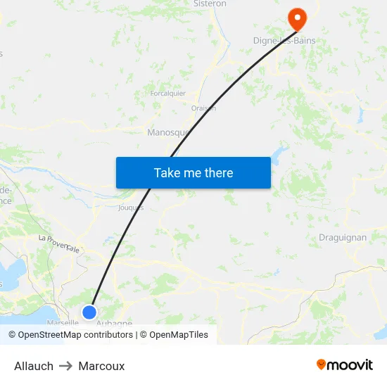 Allauch to Marcoux map