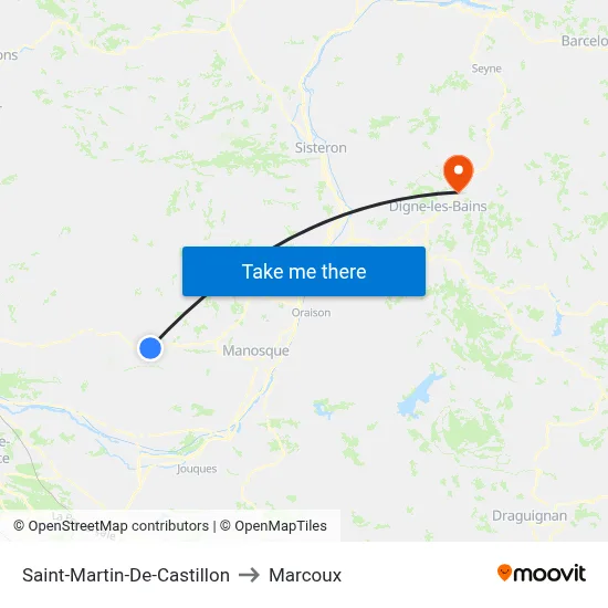 Saint-Martin-De-Castillon to Marcoux map