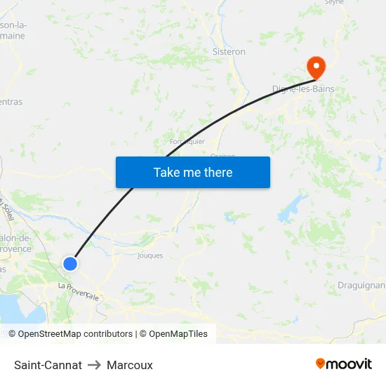 Saint-Cannat to Marcoux map