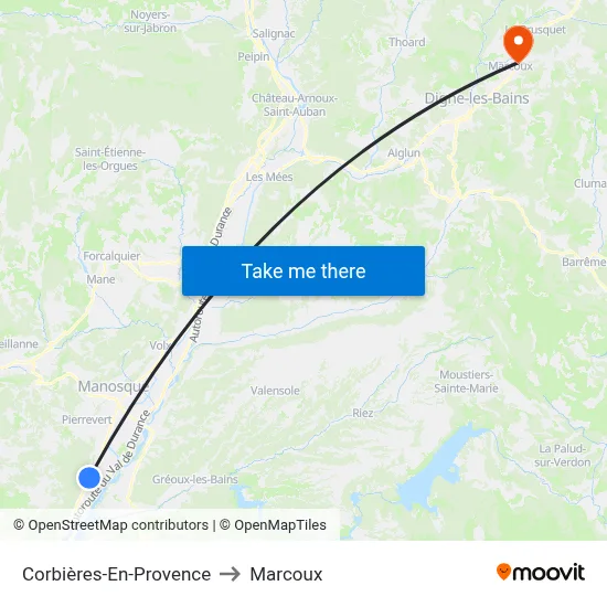 Corbières-En-Provence to Marcoux map