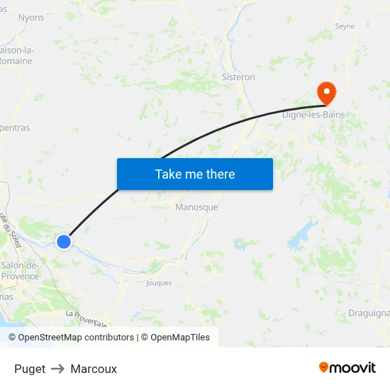 Puget to Marcoux map