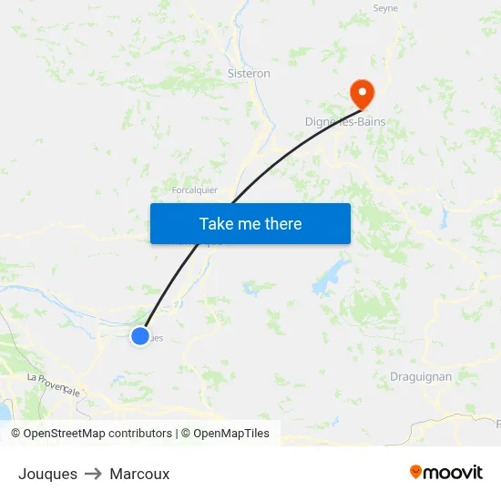 Jouques to Marcoux map