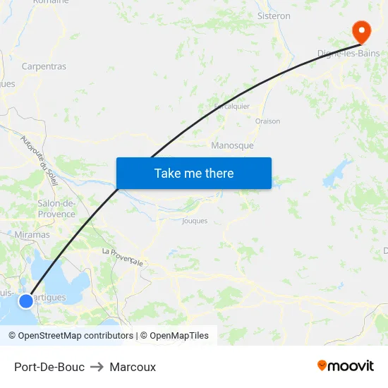 Port-De-Bouc to Marcoux map