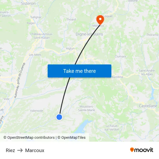 Riez to Marcoux map