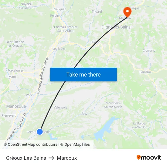 Gréoux-Les-Bains to Marcoux map