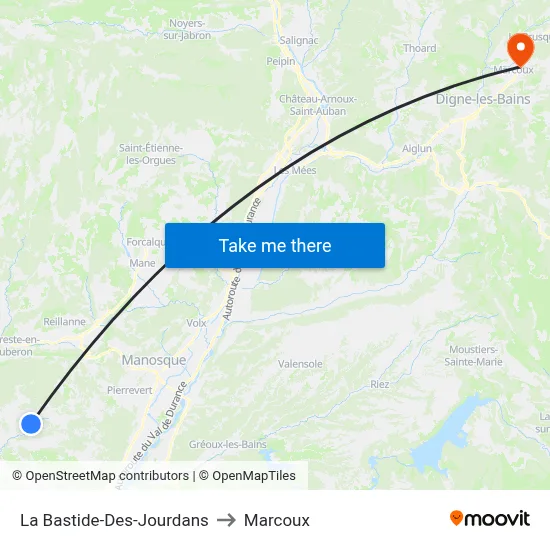 La Bastide-Des-Jourdans to Marcoux map