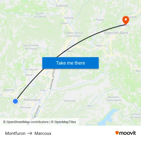 Montfuron to Marcoux map