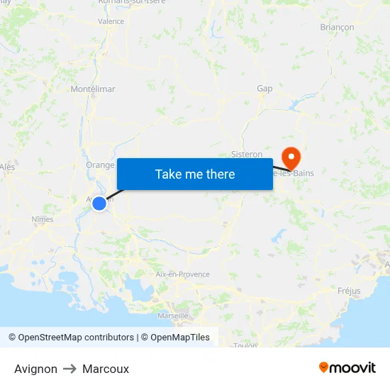 Avignon to Marcoux map