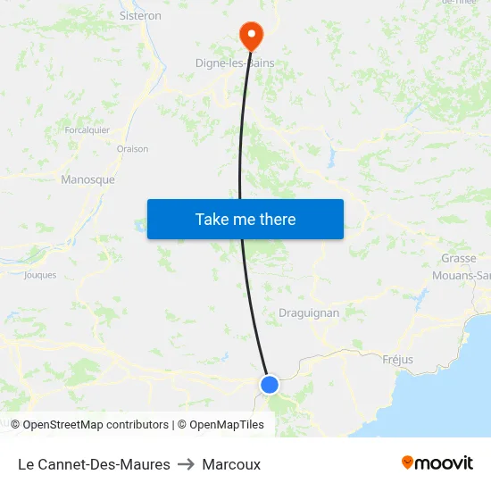 Le Cannet-Des-Maures to Marcoux map
