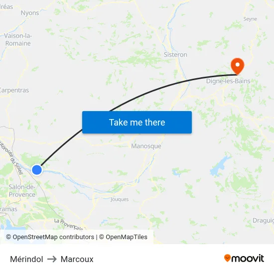 Mérindol to Marcoux map