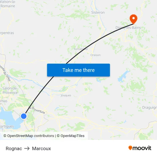 Rognac to Marcoux map