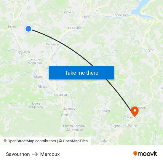 Savournon to Marcoux map