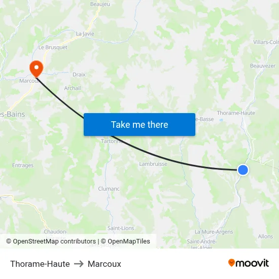 Thorame-Haute to Marcoux map