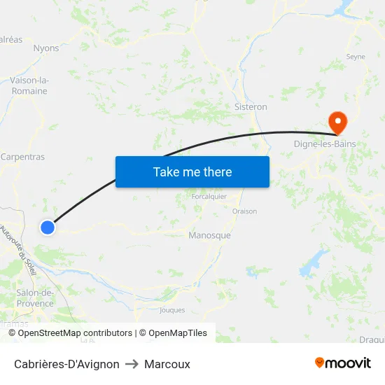Cabrières-D'Avignon to Marcoux map