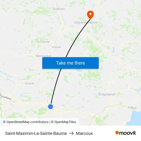 Saint-Maximin-La-Sainte-Baume to Marcoux map