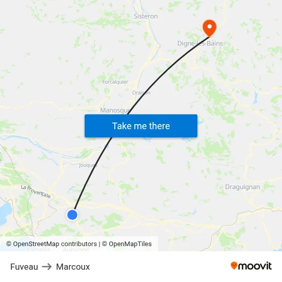 Fuveau to Marcoux map