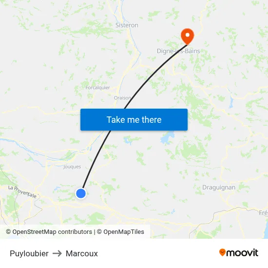 Puyloubier to Marcoux map