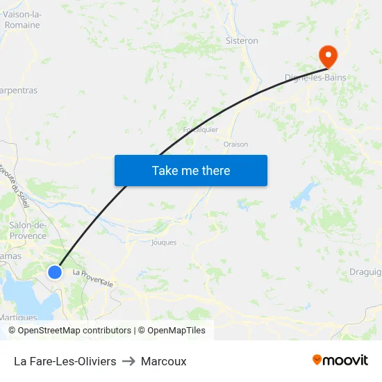 La Fare-Les-Oliviers to Marcoux map