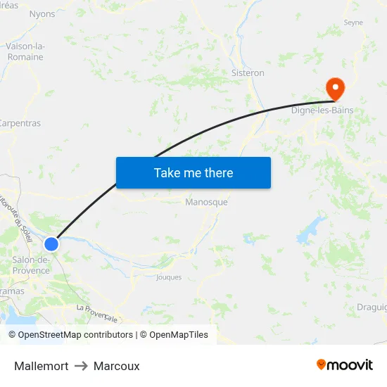 Mallemort to Marcoux map
