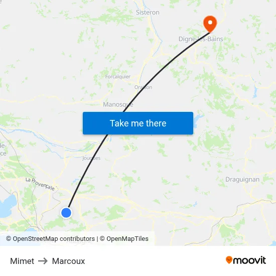 Mimet to Marcoux map