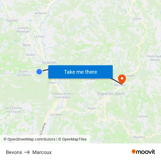 Bevons to Marcoux map