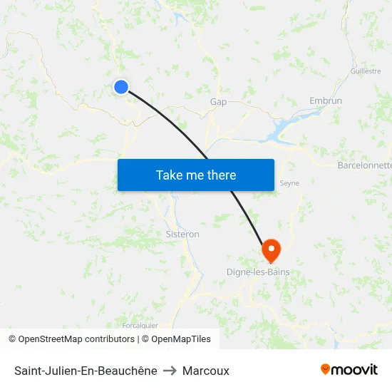 Saint-Julien-En-Beauchêne to Marcoux map