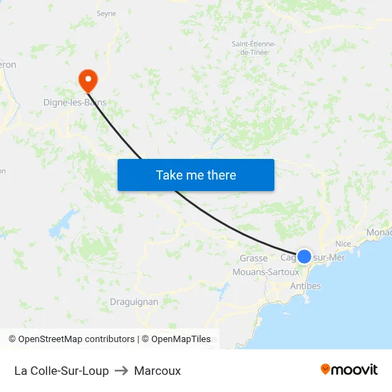 La Colle-Sur-Loup to Marcoux map