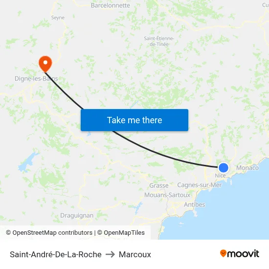 Saint-André-De-La-Roche to Marcoux map