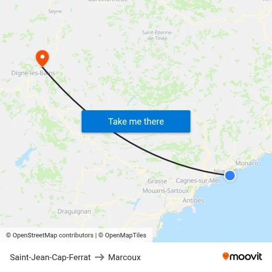 Saint-Jean-Cap-Ferrat to Marcoux map