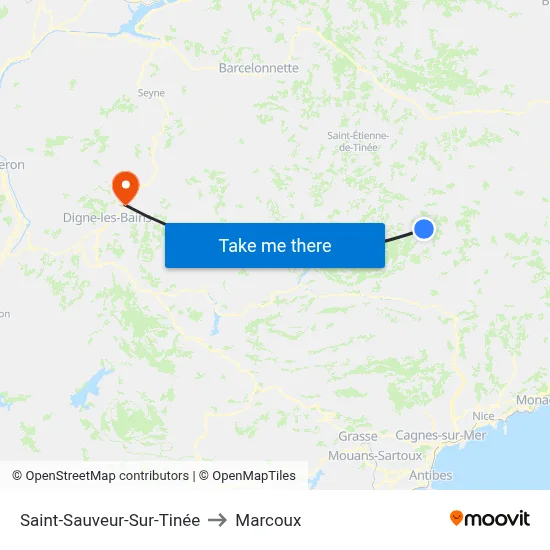 Saint-Sauveur-Sur-Tinée to Marcoux map