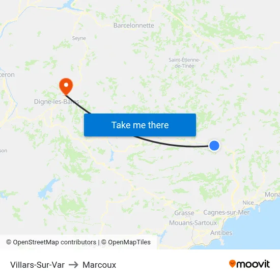 Villars-Sur-Var to Marcoux map