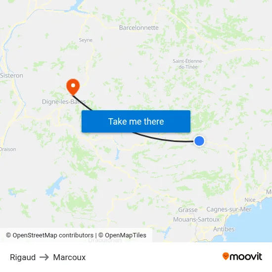Rigaud to Marcoux map