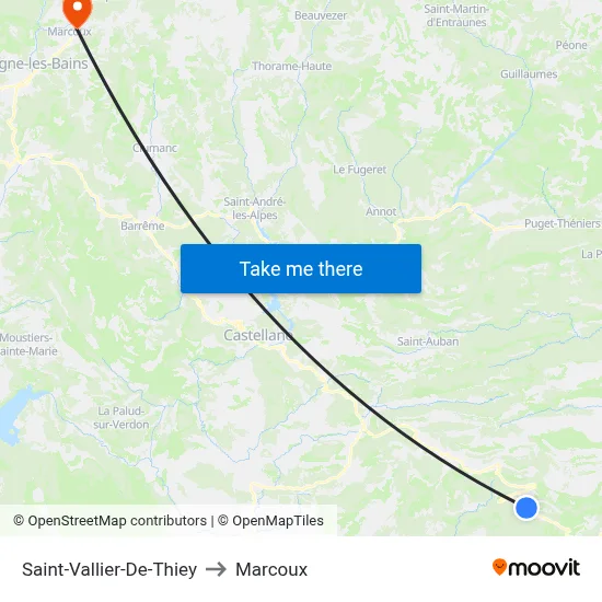 Saint-Vallier-De-Thiey to Marcoux map