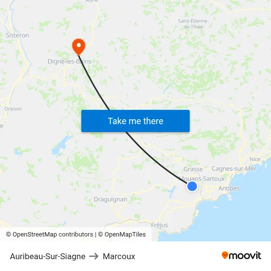 Auribeau-Sur-Siagne to Marcoux map