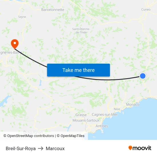 Breil-Sur-Roya to Marcoux map