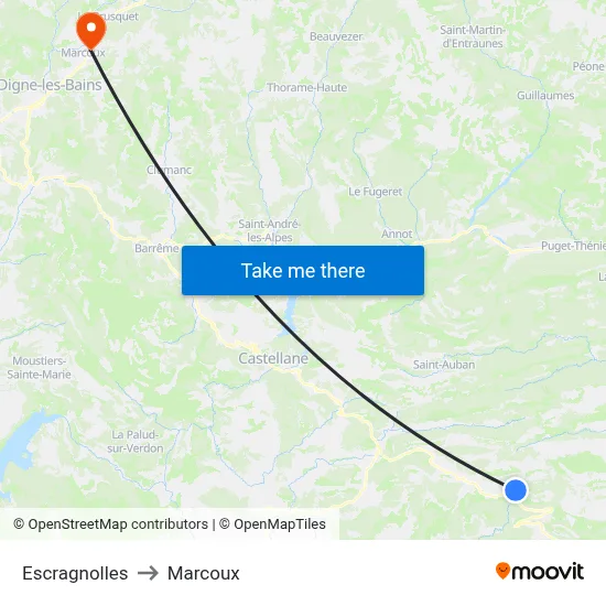 Escragnolles to Marcoux map