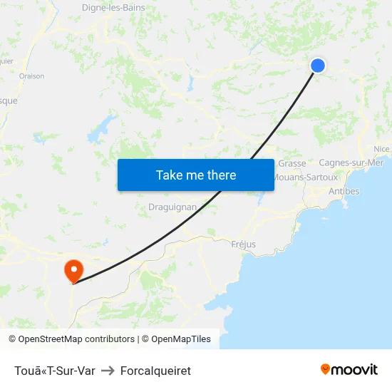 Touã«T-Sur-Var to Forcalqueiret map