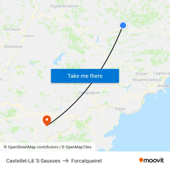 Castellet-Lã¨S-Sausses to Forcalqueiret map