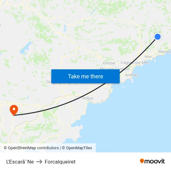 L'Escarã¨Ne to Forcalqueiret map