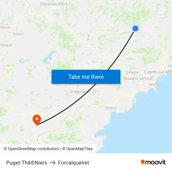 Puget-Thã©Niers to Forcalqueiret map