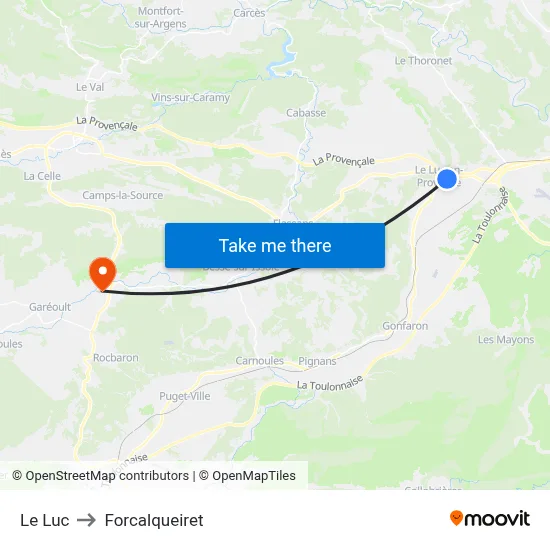 Le Luc to Forcalqueiret map
