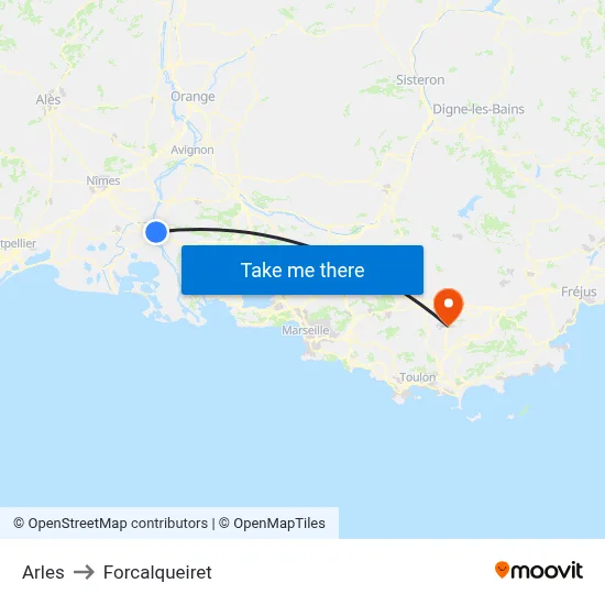 Arles to Forcalqueiret map