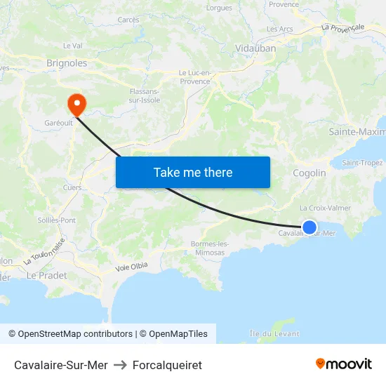Cavalaire-Sur-Mer to Forcalqueiret map