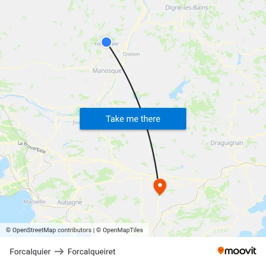 Forcalquier to Forcalqueiret map